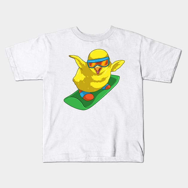 Chick Snowboarder Snowboard Kids T-Shirt by Markus Schnabel